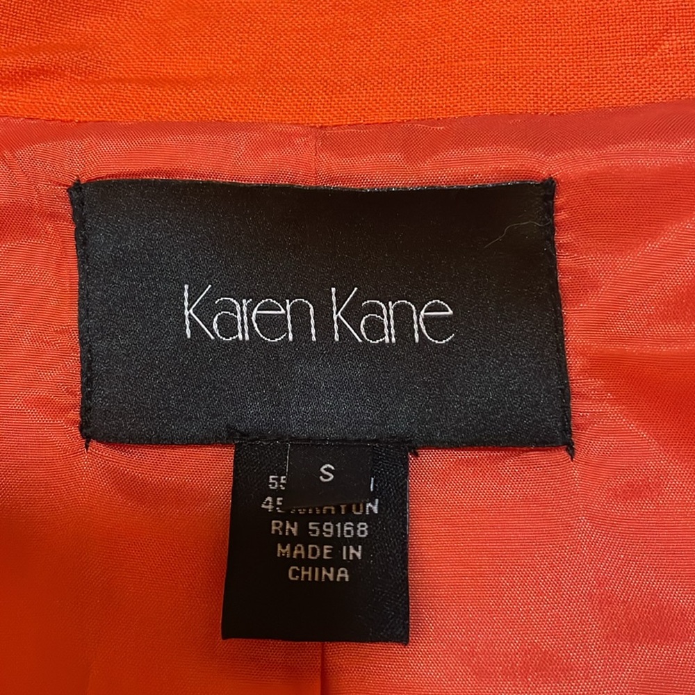 Karen Kane Women’s SZ S Orange Fully Lined Zip Blazer - Picture 8 of 16